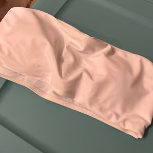 Zaful white strapless bathing suit top (M)